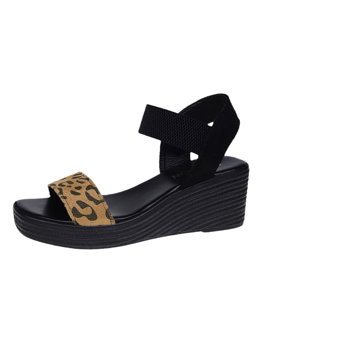 Wholesale of large-sized wedge heel sandals for summer 2024, thick-soled wedge heel elastic one-foot women's sandals Item Picture
