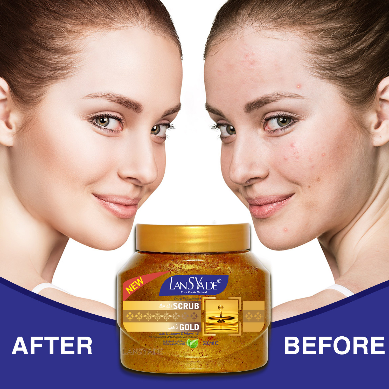 Cross-border 24K gold Scrub 500g Softening, exfoliating, cleansing and firming Scrub wholesale for export details Picture