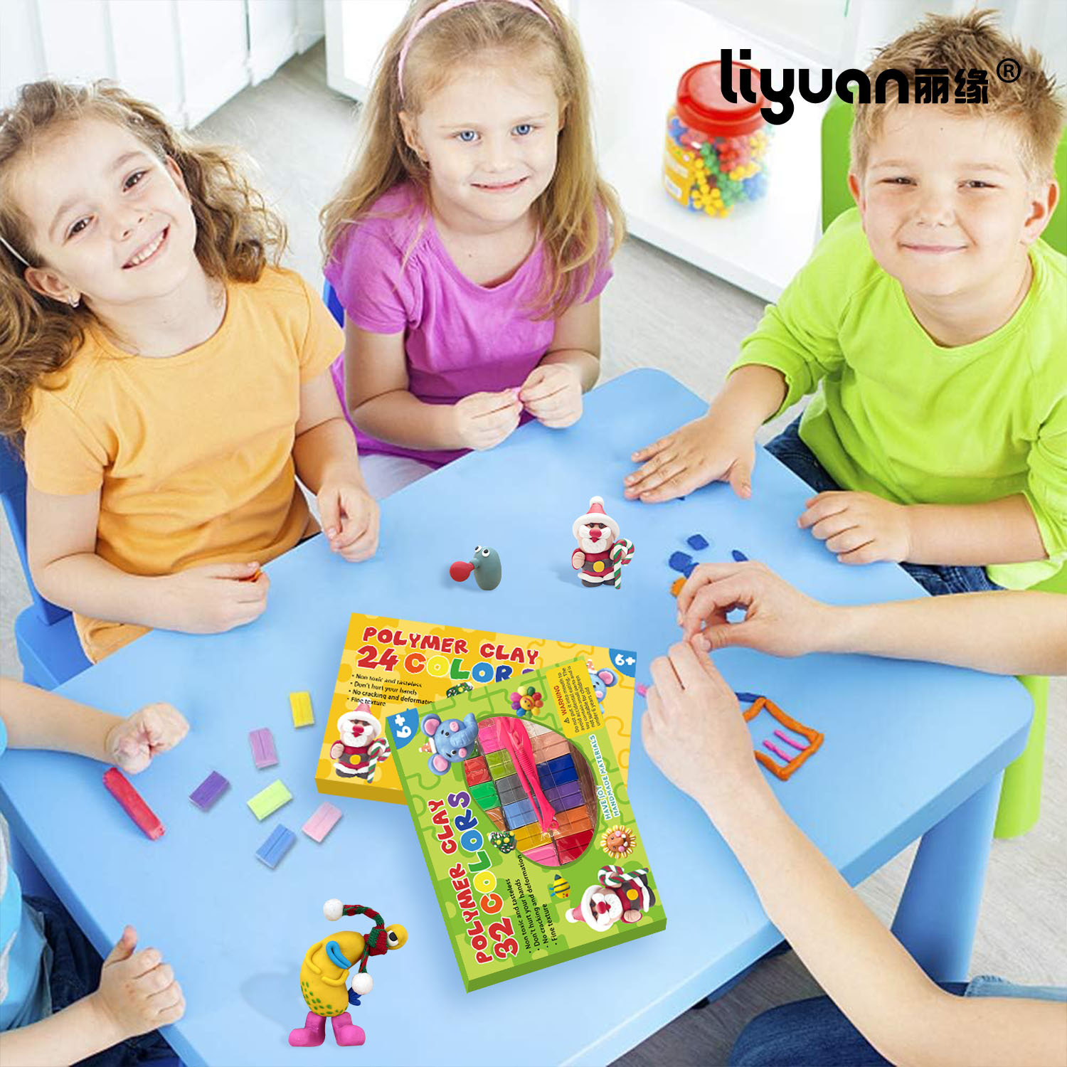 【 New Products 】 24-color and 32-color soft clay set, plasticine and colored clay tools, handicraft set, children's accessories set Application Scenario