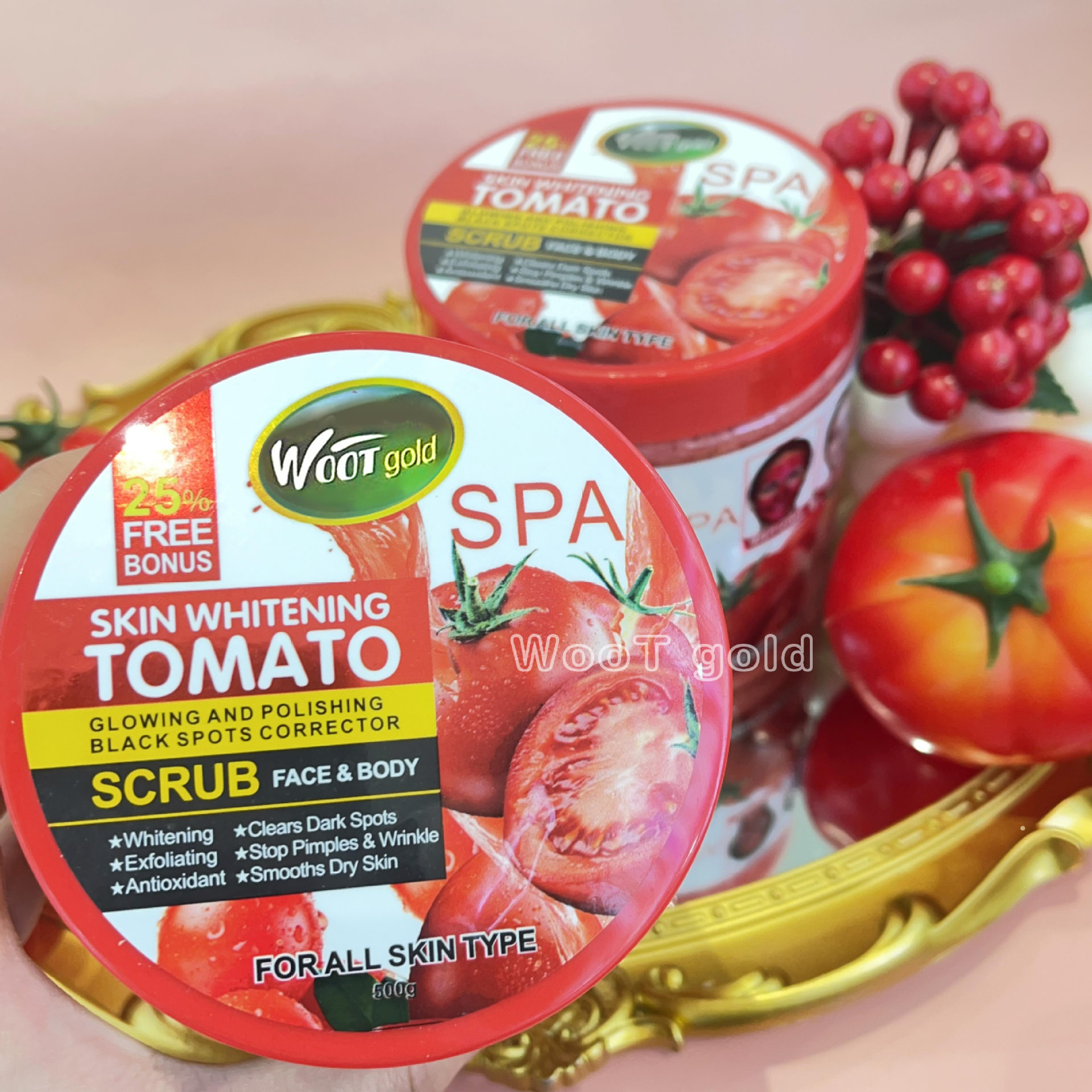 Cross-border tomato scrub 500g for facial and body exfoliation, scrubbing, chicken skin removal, bath salt export Specification drawing