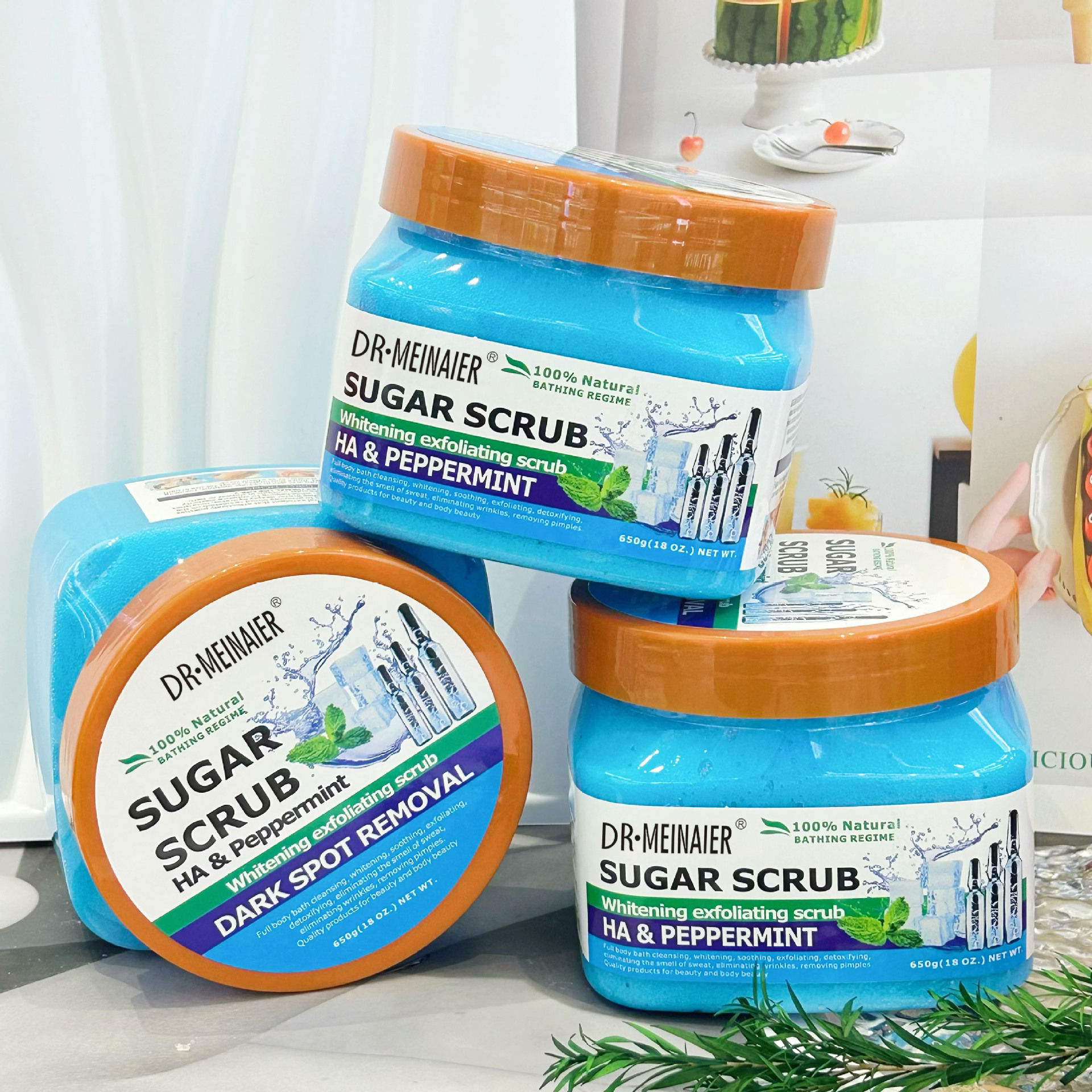 Cross-border Mint Sea Salt Bath Scrub Sugar 650g Bath Salt Bath Scrub Cream Cleanses, exfoliates and removes chicken skin full figure