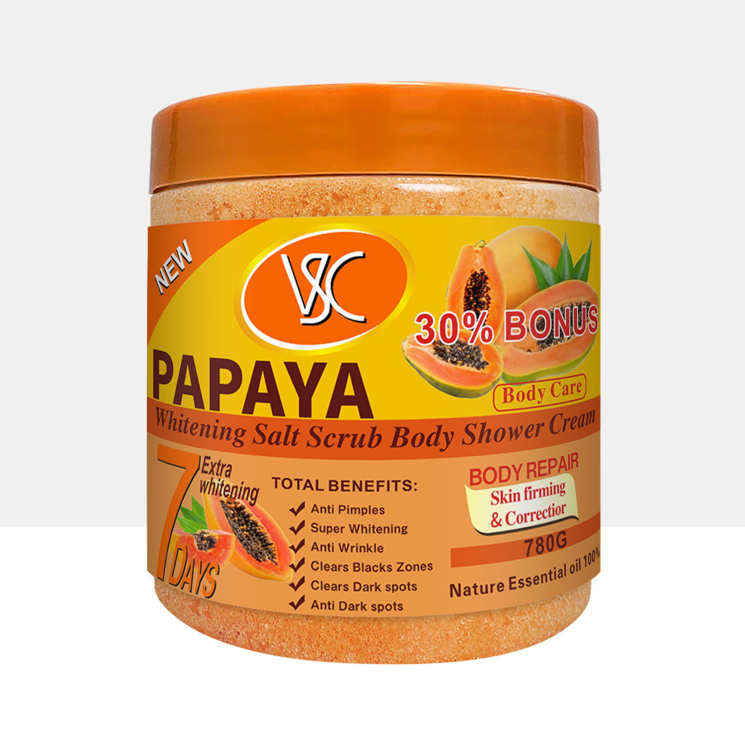 Cross-border turmeric body Scrub softens keratin, removes chicken skin, moisturizes and brightens the skin, cleanses bath, wet bath salt 780g Item Picture