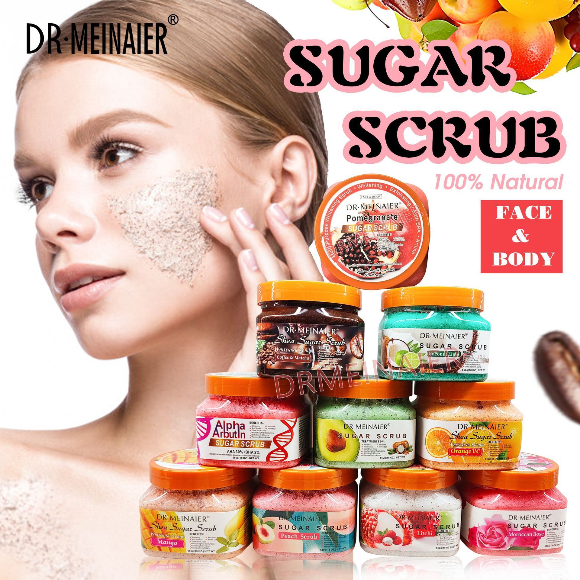 Cross-border arbutin scrub, bath salt, body exfoliation, full-body turmeric ground sugar, sea salt for export 650g full figure