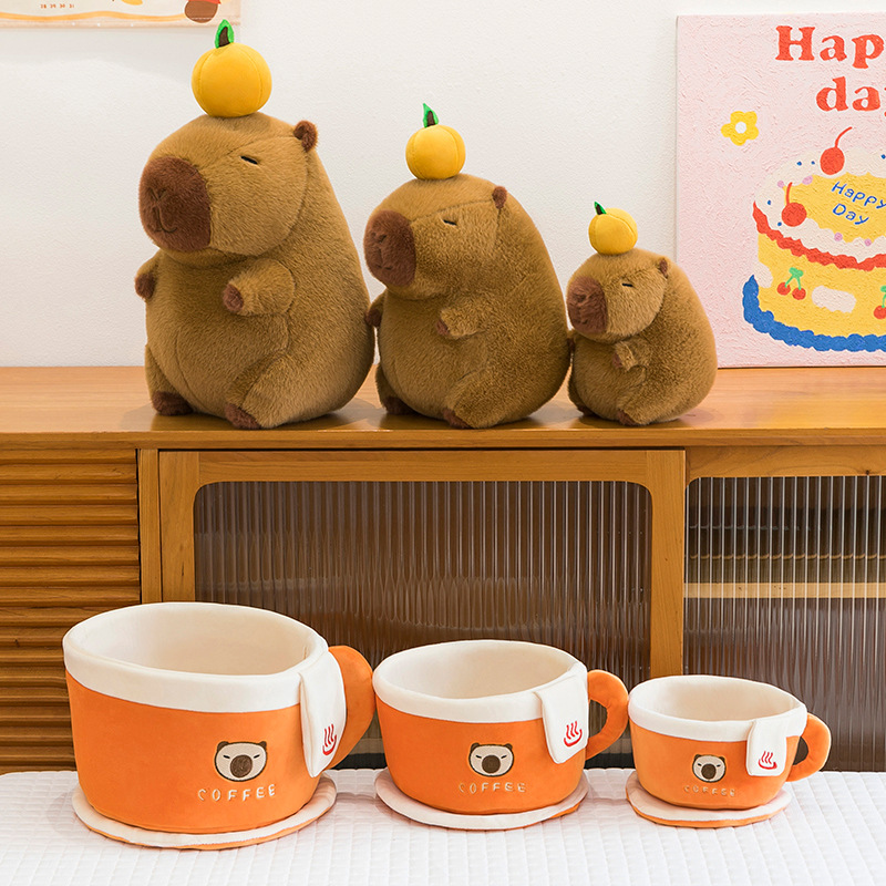 The new creative coffee cup water dolphin doll, a popular Kapibara plush doll, is a gift for girls and a living room decoration Application Scenario
