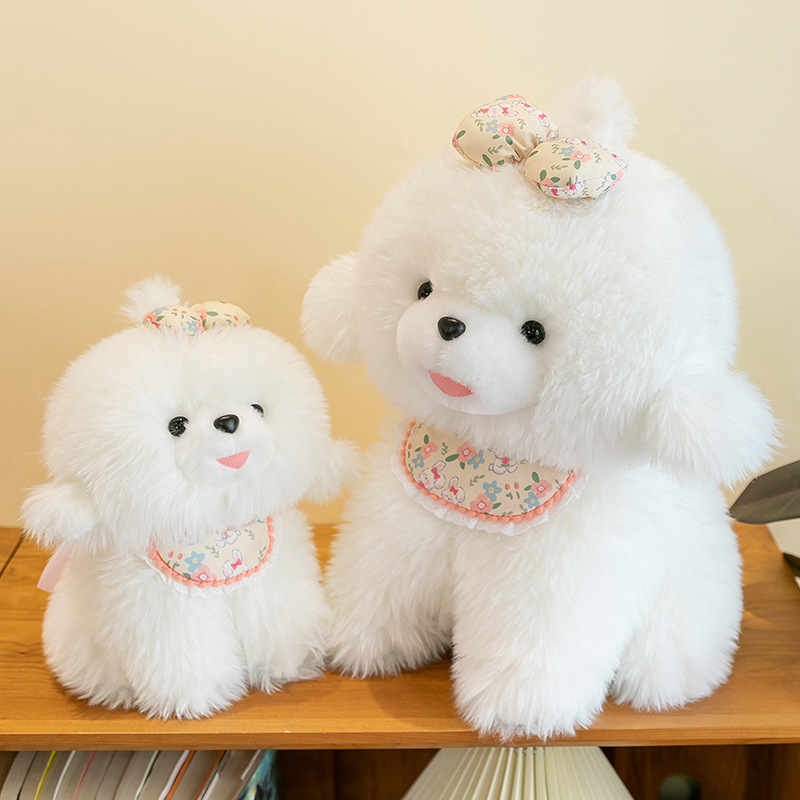 Wholesale of foreign trade scarves, dog plush toys, long-haired dog cartoon dolls, children's and girls' gifts, home decorations from manufacturers full figure