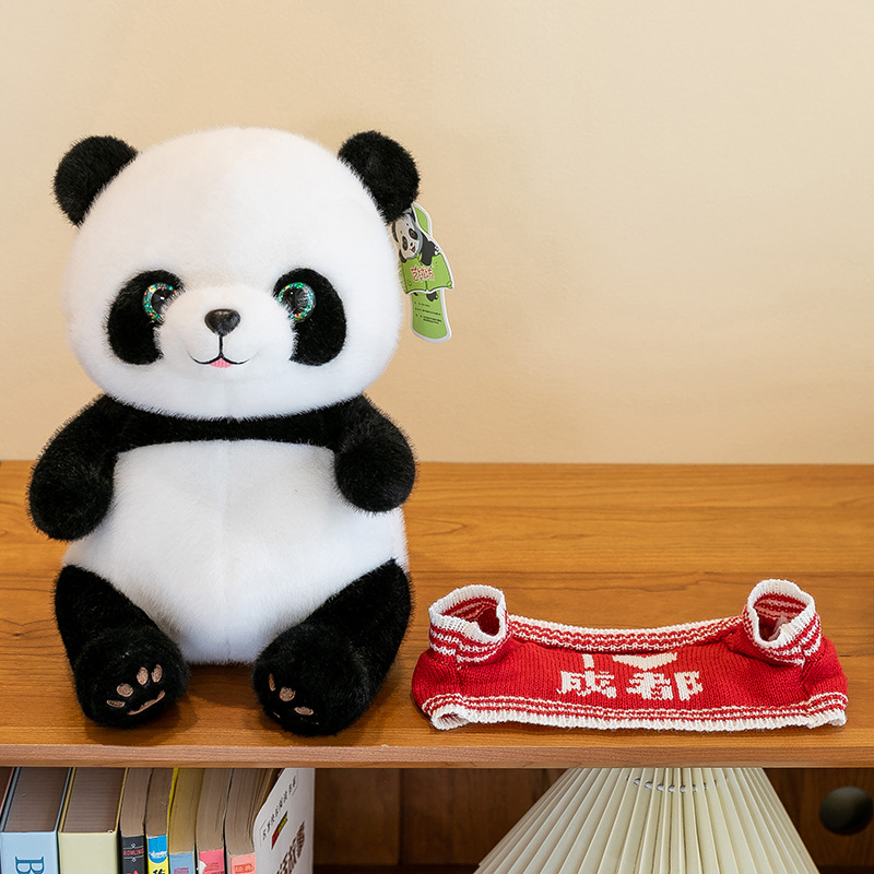 Simulated giant panda plush toys, cute sweaters, panda dolls, festival dolls, stuffed toys, scenic spot event gifts details Picture