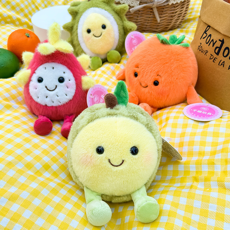 Creative simulation fruit durian mangosteen plush toy, cute peach doll, scented bean bag children's doll details Picture