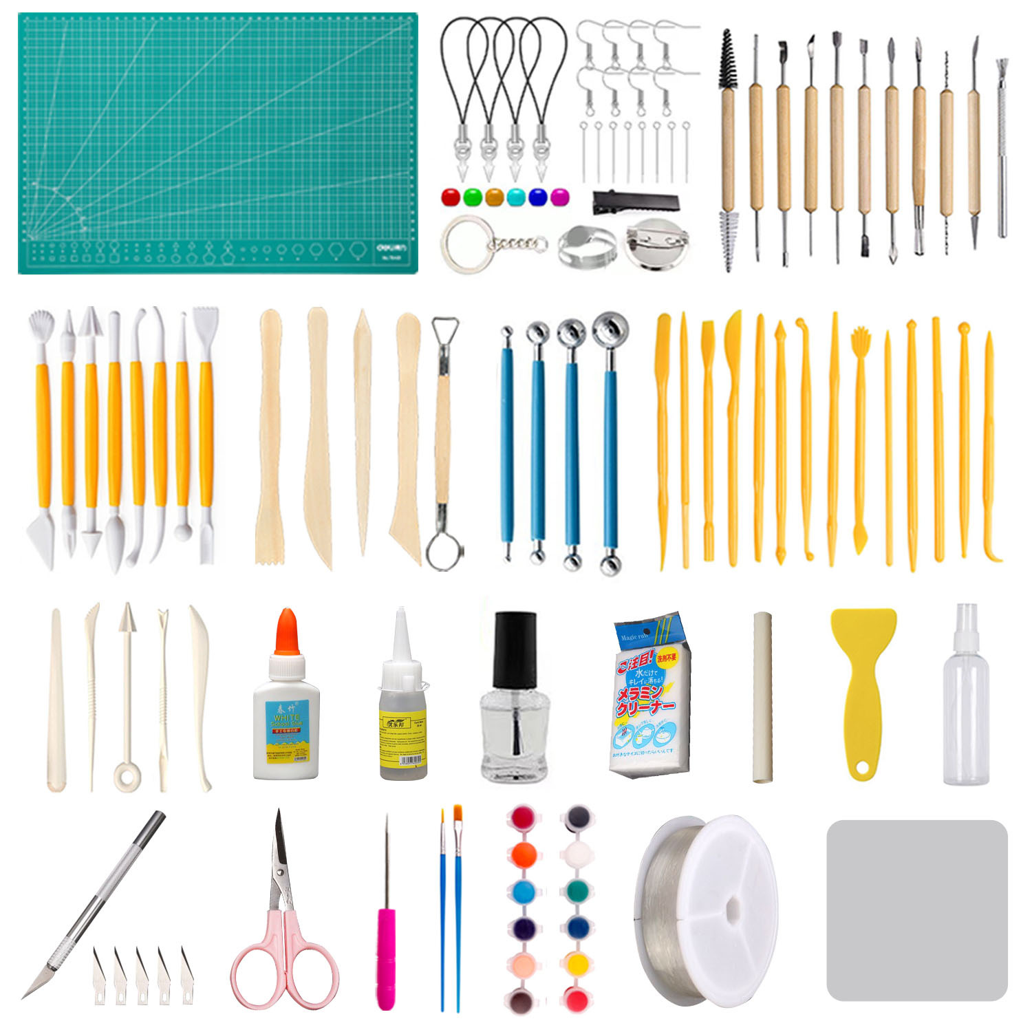 Cross-border clay diy tool set, stone plastic clay figurine materials, handcrafted complete set of soft clay carving knives Item Picture