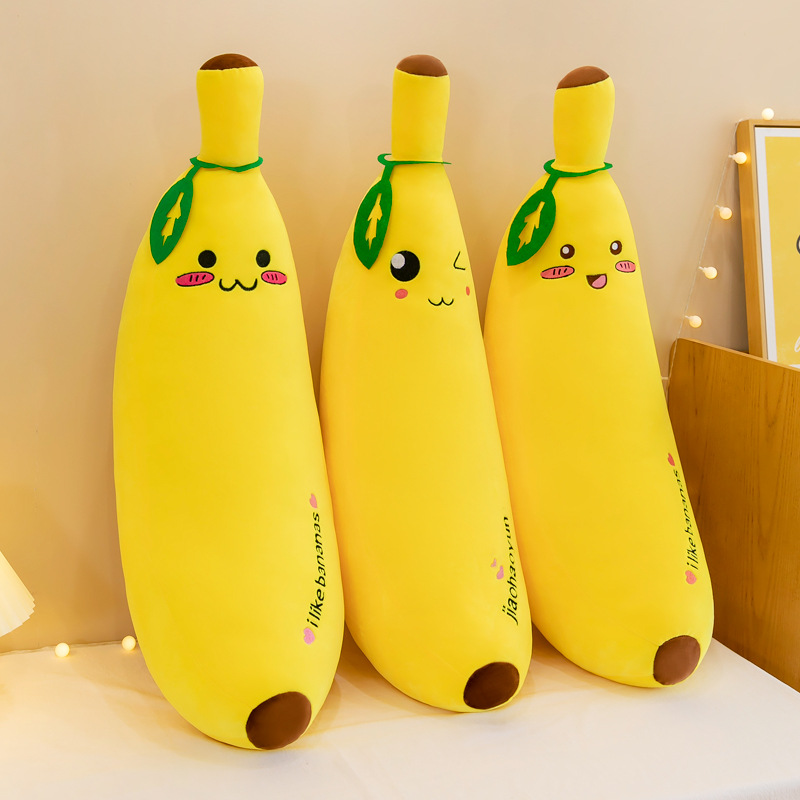 New cute banana plush toys, large fruit long strip pillow dolls, girls' sleeping children's dolls wholesale full figure