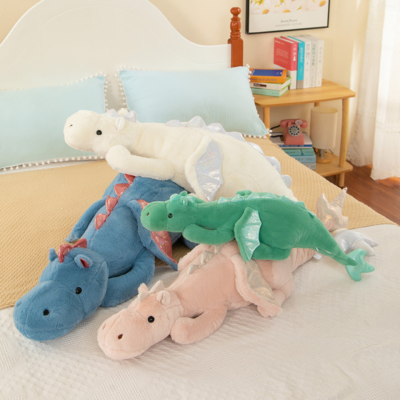 Wholesale of small flying dragon plush toys, bed long throw pillows, sleeping dolls and children's birthday gifts full figure
