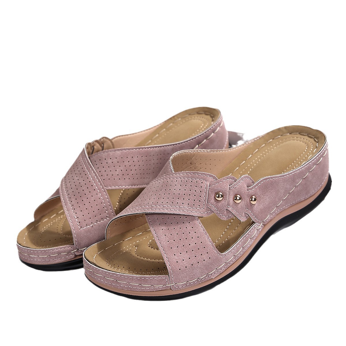 Summer fashion slippers for foreign trade, women's hollowed-out flip-flops, casual wedge heel sandals, and large-sized cross-border beach shoes Item Picture