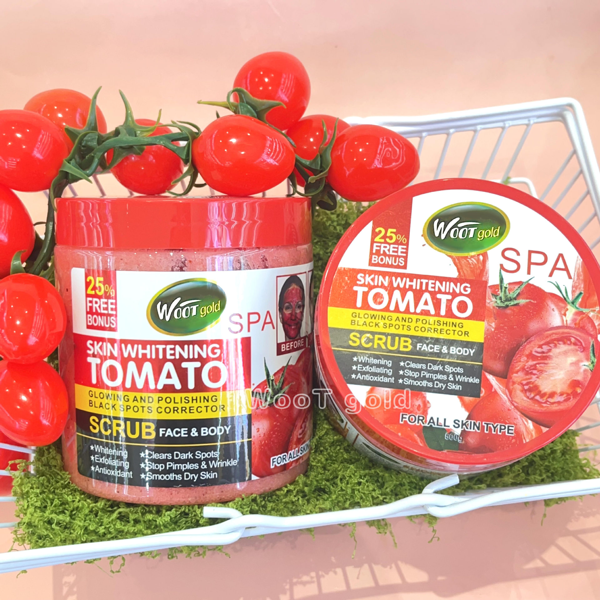 Cross-border tomato scrub 500g for facial and body exfoliation, scrubbing, chicken skin removal, bath salt export details Picture