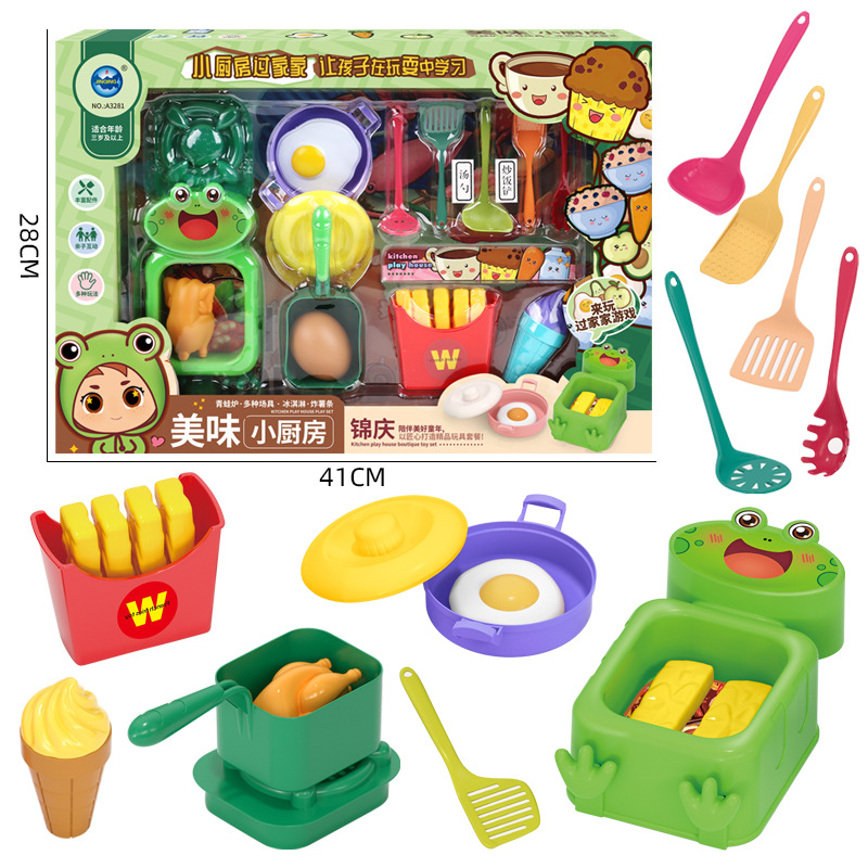 Free shipping, wonderful simulation refrigerator, small kitchen, children's house play, kitchen learning to cook, food series toys wholesale details Picture