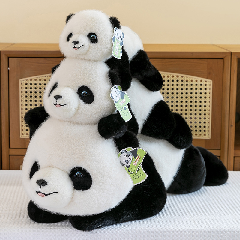 Cartoon panda sleeping plush toy, zoo souvenir, office sleeper pillow, girl panda crossbody bag full figure