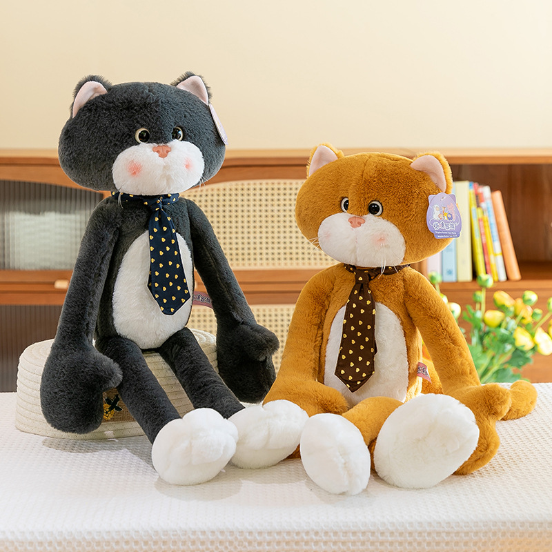 Cross-border simulated little black cat plush toy, black Geely cat doll, children's soothing doll, birthday gift details Picture