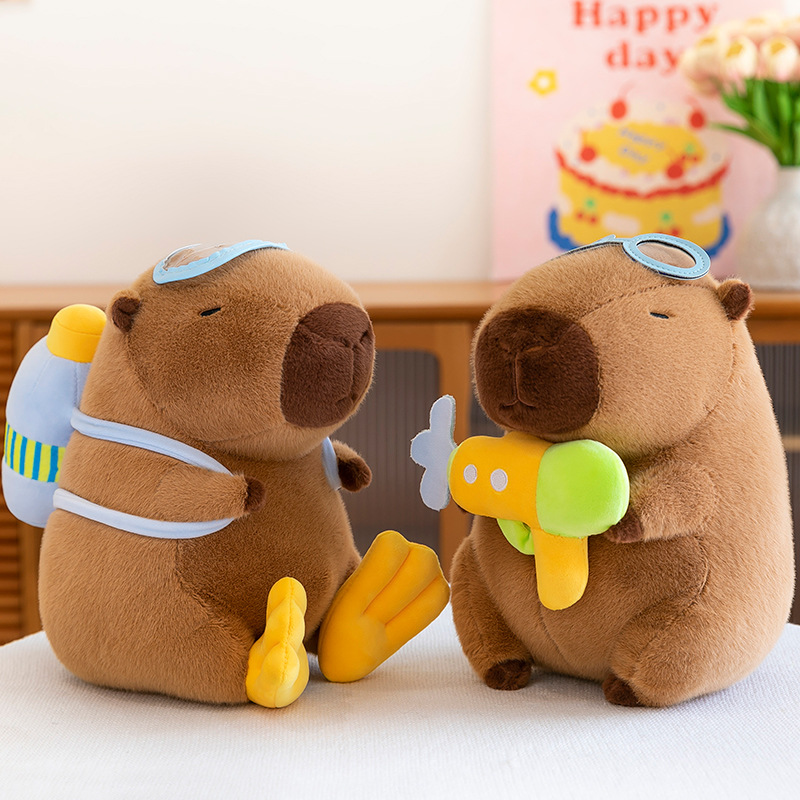 New cute pilot Capybara diving series plush toys, Kapibalagong plush toys, children's birthday gifts full figure