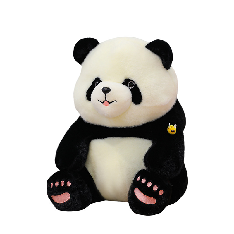 Realistic, cute and clumsy bee and panda plush toys, giant panda flower dolls, girl dolls, birthday gifts Item Picture