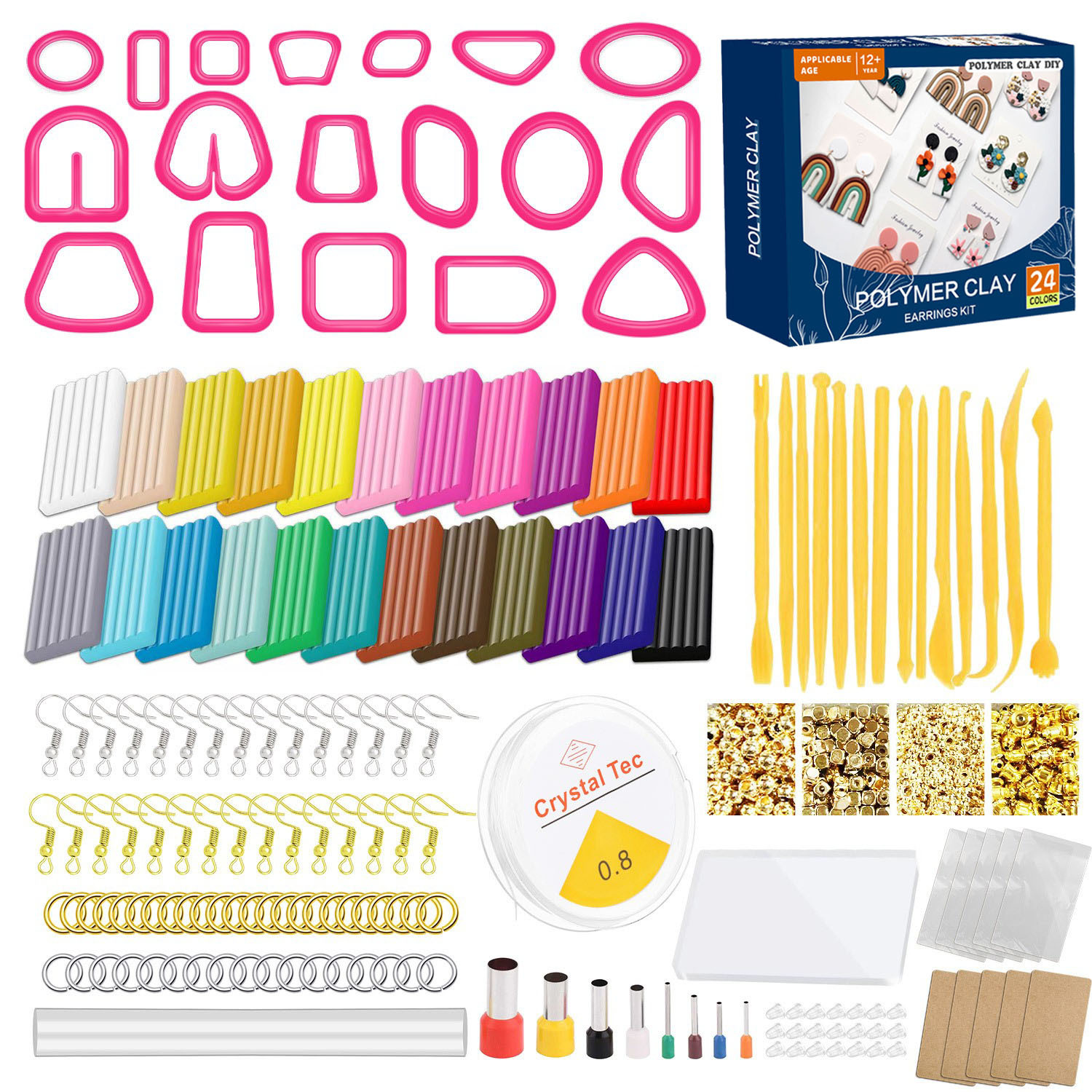 Soft clay handcrafted diy earrings geometric mold tool set, cross-border Amazon soft clay stone plastic clay set Item Picture