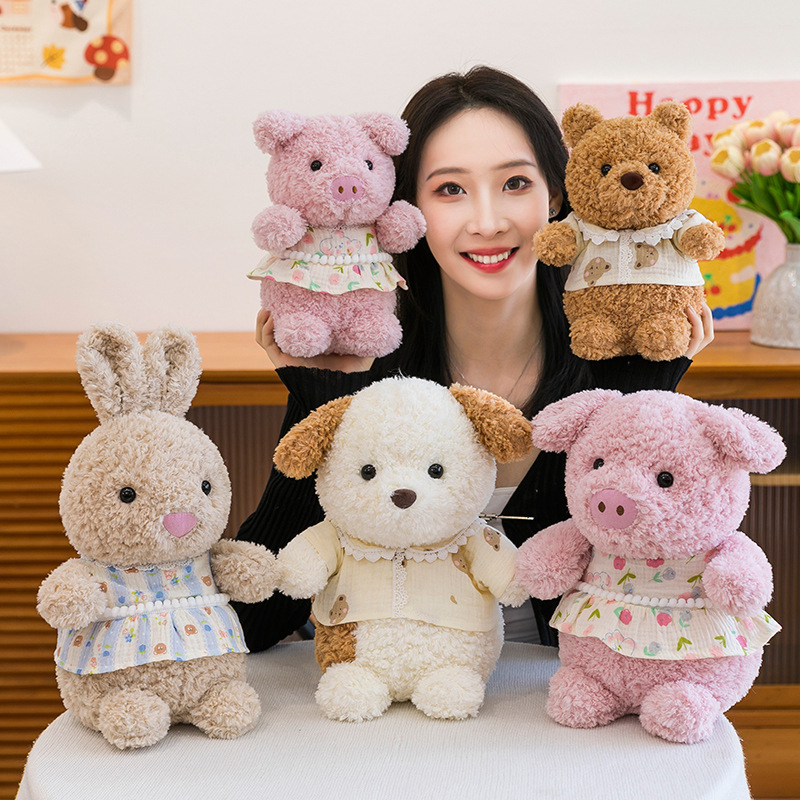 Internet-famous goodnight pajamas, little pig soothing dolls, cute little rabbits, plush toys, children's sleeping dolls as gifts full figure