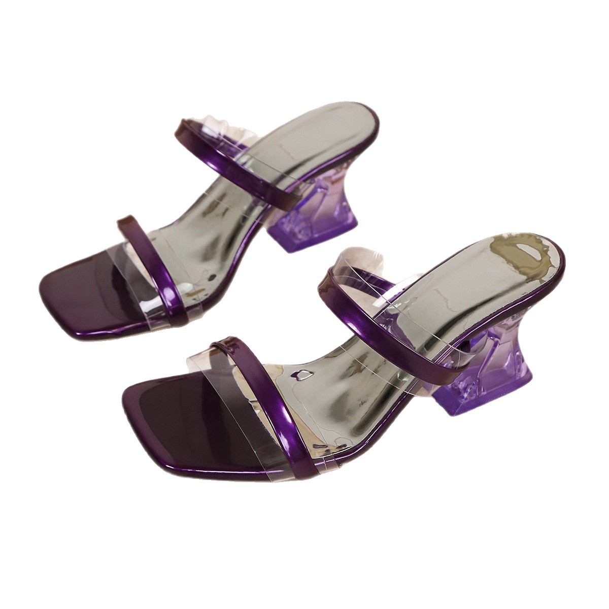New simple high-heeled women's shoes in blue for 2025, featuring a spacious and large-sized transparent cross-border fashion trend in foreign trade Item Picture