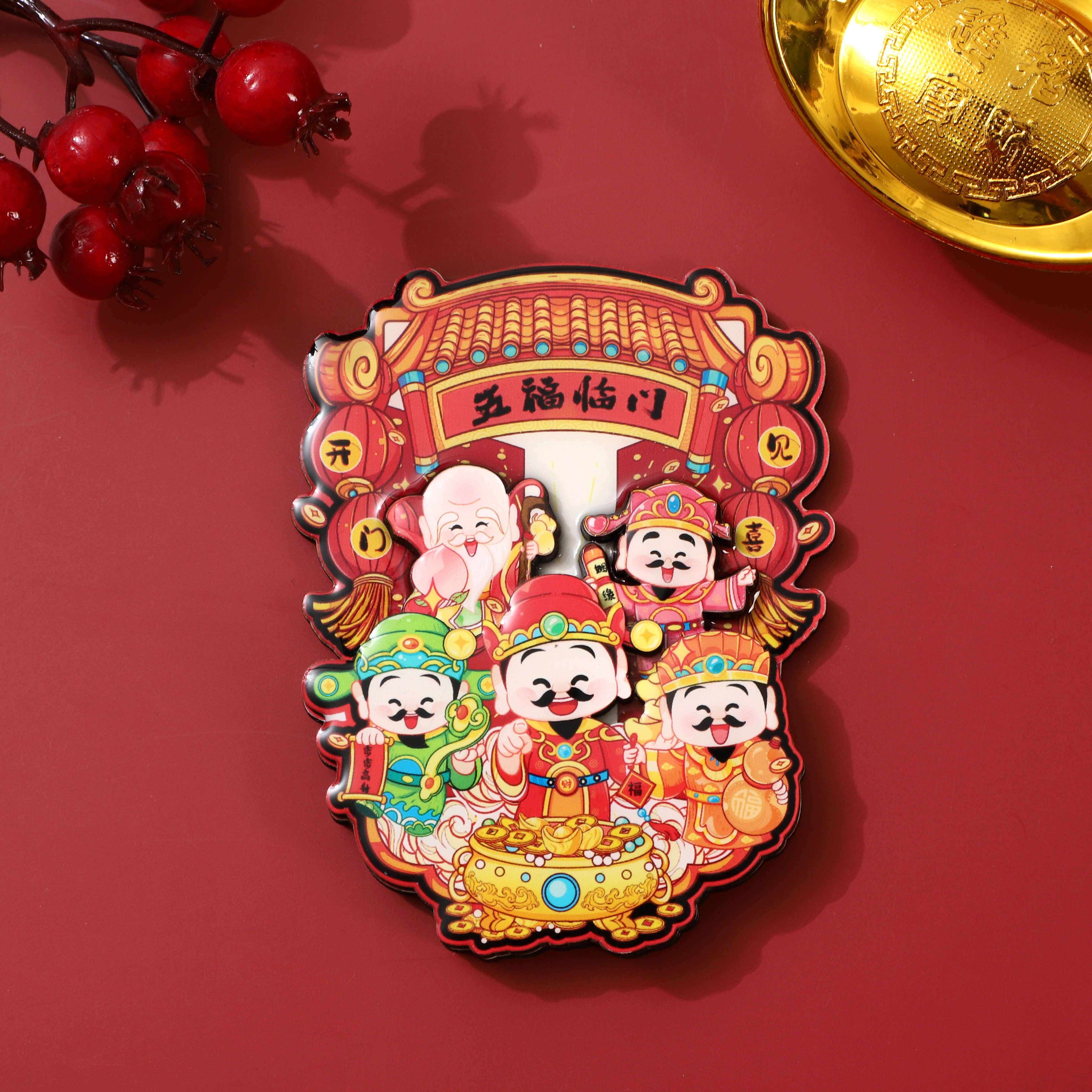 "National Trend cartoon God of Wealth fridge magnet Creative Princess Please Get Rich Fridge magnet New Year Decoration fridge magnet. Specification image