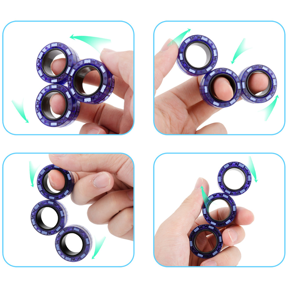 Cross-border stress-relieving magnetic wristband gyroscope rotating colorful fingertip gyroscope crystal ring adult creative stress-relieving toy details Picture