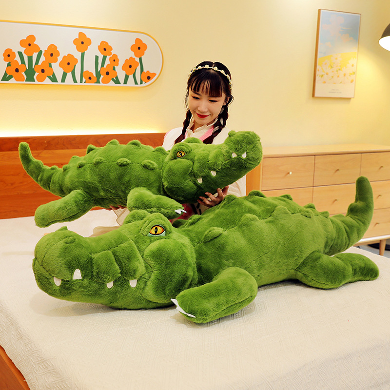 Simulated crocodile throw pillow, plush toy, girl bed sleeping companion doll, night market street stall doll, children's birthday gift details Picture
