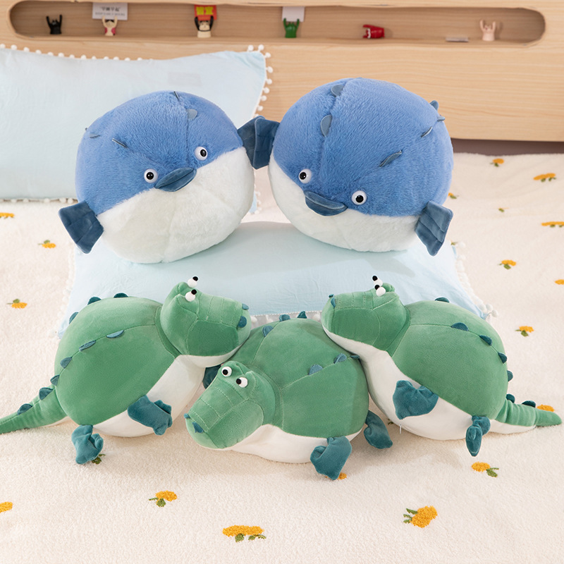 New cross-border cute crocodile plush toys, pufferfish round dolls, funny stuffed dolls, children's and girls' gifts Application Scenario
