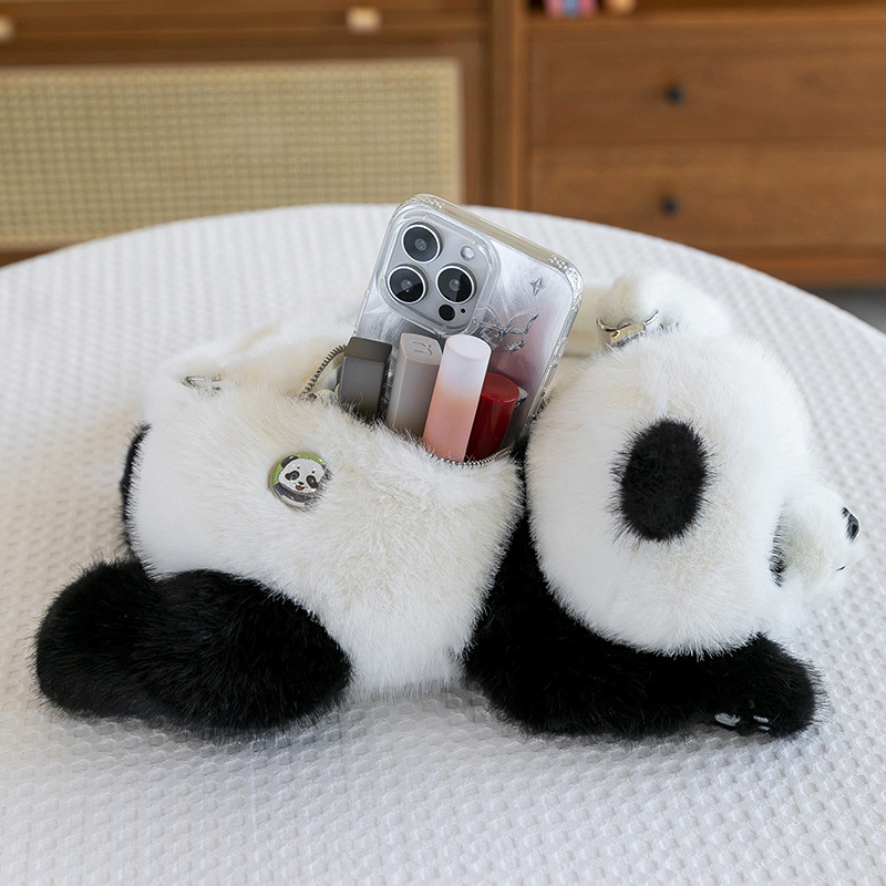Cartoon panda sleeping plush toy, zoo souvenir, office sleeper pillow, girl panda crossbody bag Specification drawing