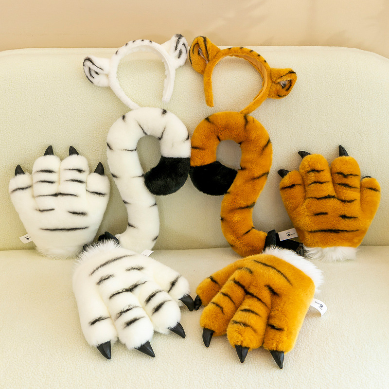 Simulated tiger claw tail headband, stage performance props, cute zoo props, tiger gift delivery service full figure