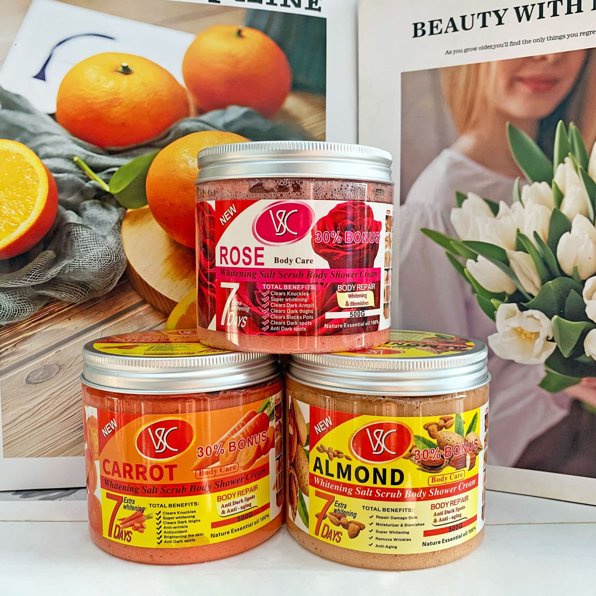 Cross-border turmeric ground sugar 500g brightening and moisturizing the whole body, mashed chicken skin exfoliating rose bath salt for export Application Scenario