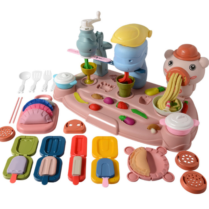 Cross-border colored clay noodle machine mold set, a handmade pressed clay and plasticine educational toy for children in kindergartens Item Picture