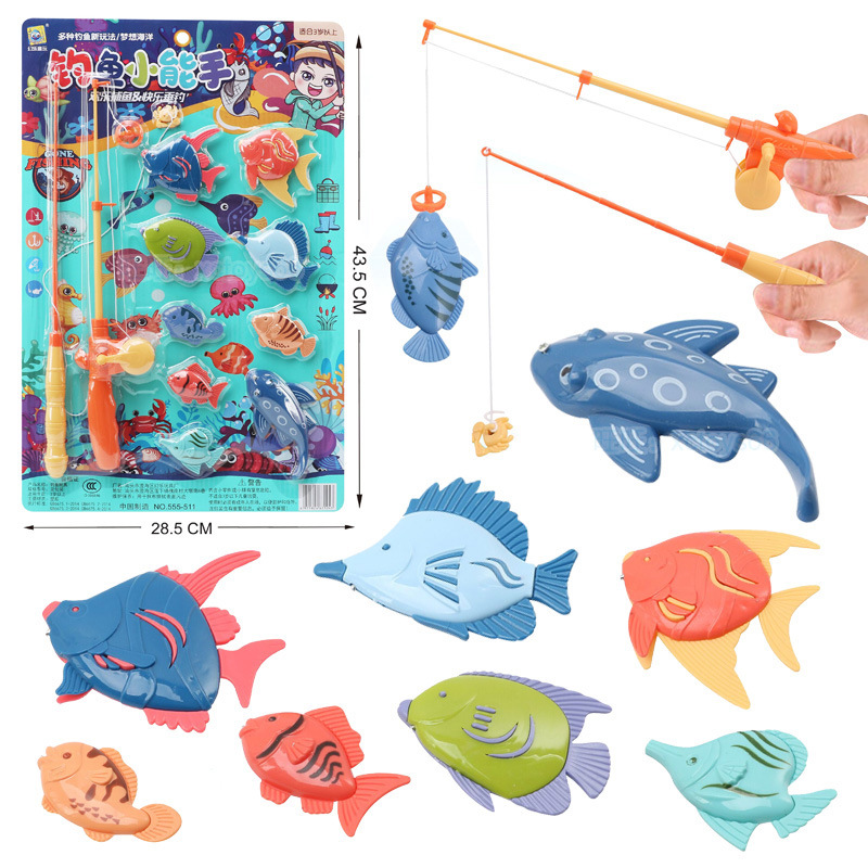 Free shipping children's fishing toy pool set for square, night market, street stalls, water play, magnetic children's toy manufacturer supply full figure