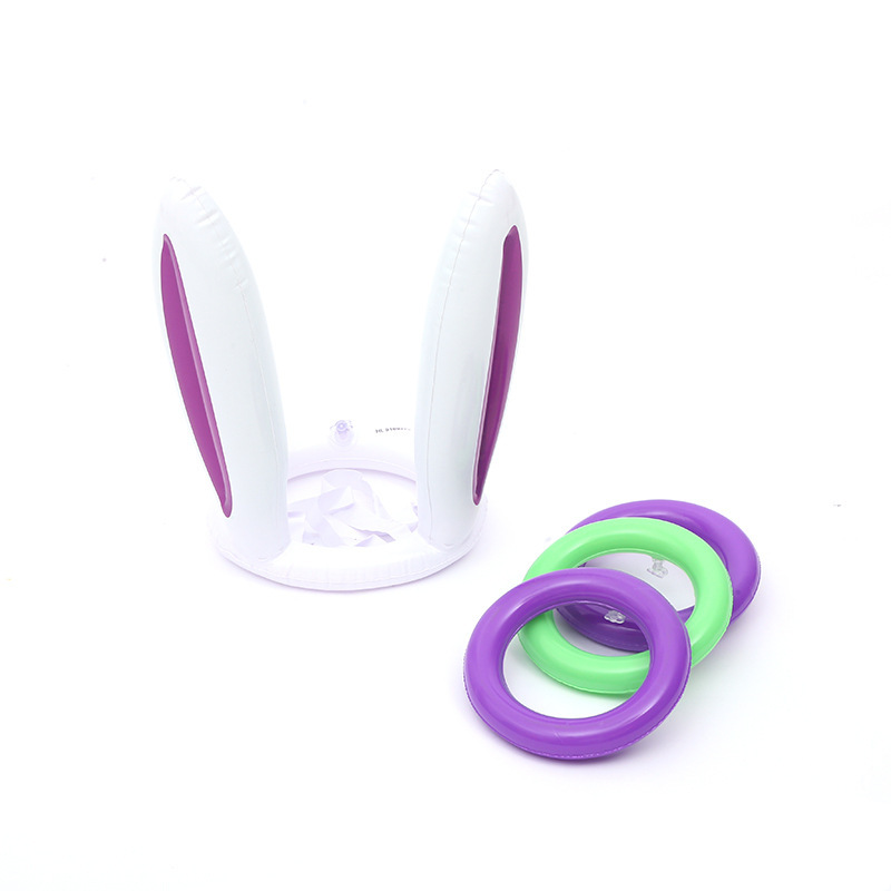 In-stock rabbit ear ring toss game PVC inflatable children's toy, inflatable ring toss set, party atmosphere props Application Scenario