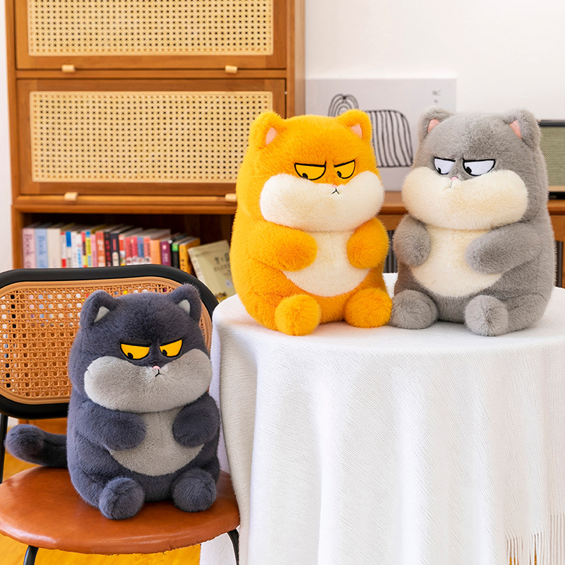 A cool and cool little cat plush toy, a super cute cartoon cat doll, a cloth doll, a gift for girls and children full figure