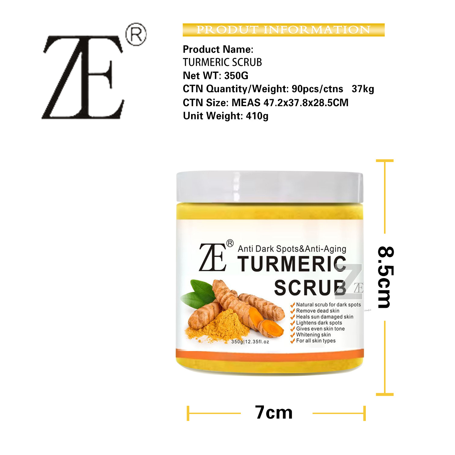 Foreign trade Turmeric scrub body scrub Bath Wet Salt Skin Rejuvenation Deep Cleansing Scrub Exfoliation Sea Salt Application Scenario