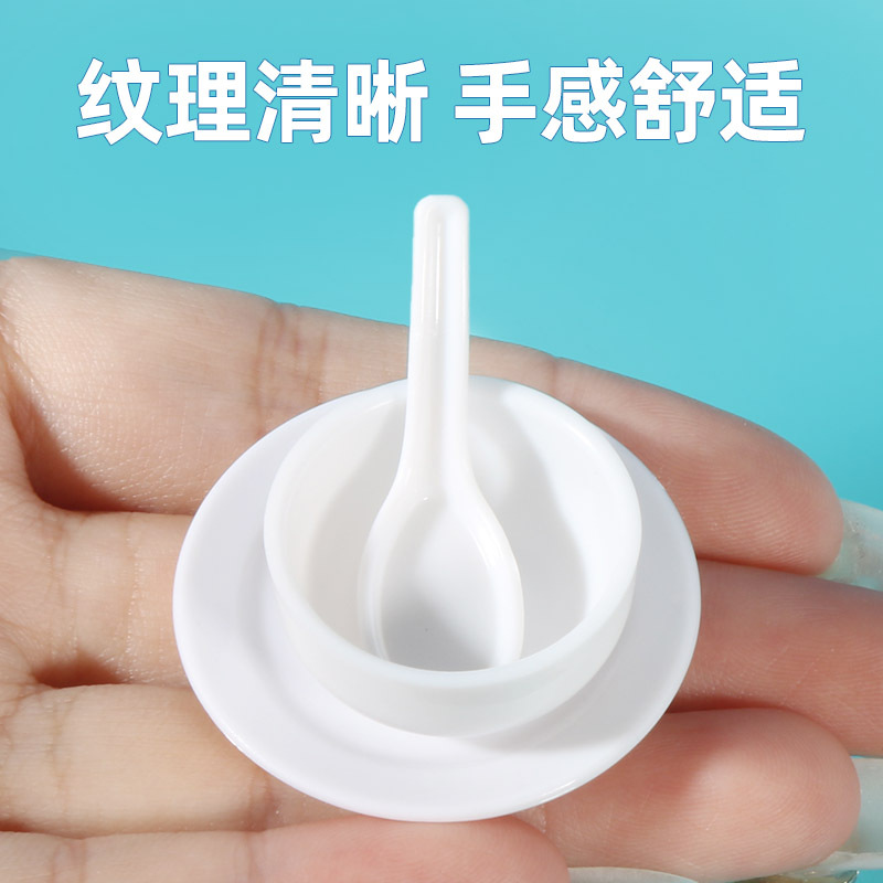 3.5cm mini simulation plastic plate, bowl and spoon model diy miniature food play dish, doll house kitchen details Picture
