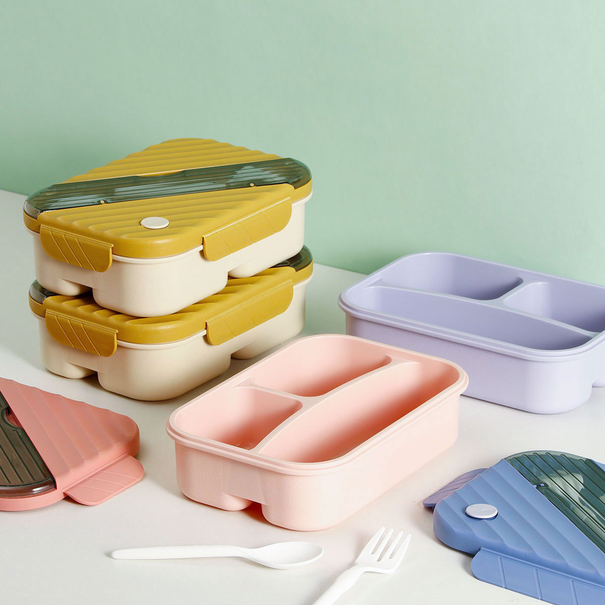 饭盒学生上班族保温盒可进微波炉分格餐盒不串味硅胶密封保鲜盒