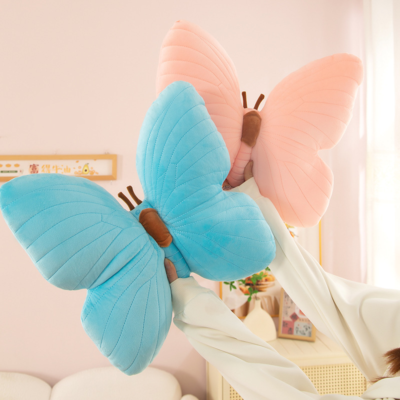 New cross-border products: Pink girlish butterfly pillow, cute headrest, soft pillow, butterfly country-style pillow full figure