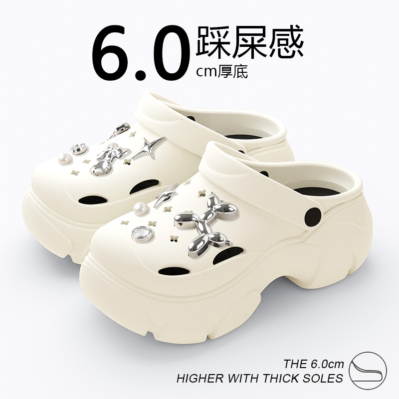 Women's summer outdoor clogs 2025 New cartoon home indoor thick-soled anti-slip slip-feeling flip-top slippers for women 378 full figure
