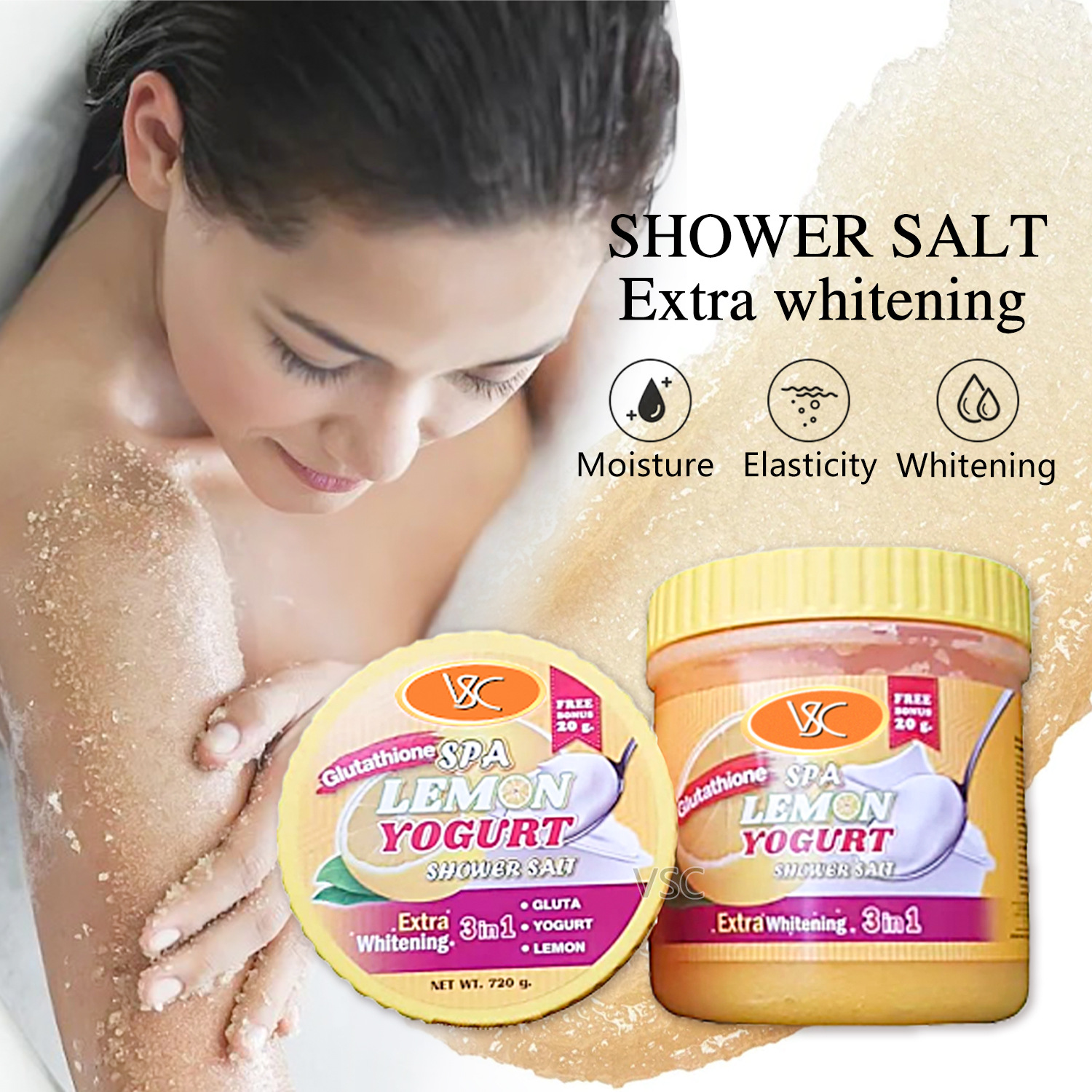 Cross-border lemon yogurt Scrub Body Wash Salt, Chicken Skin Removal, Brightening, Moisturizing, Deep Cleansing Scrub Body Wash 720g Specification drawing