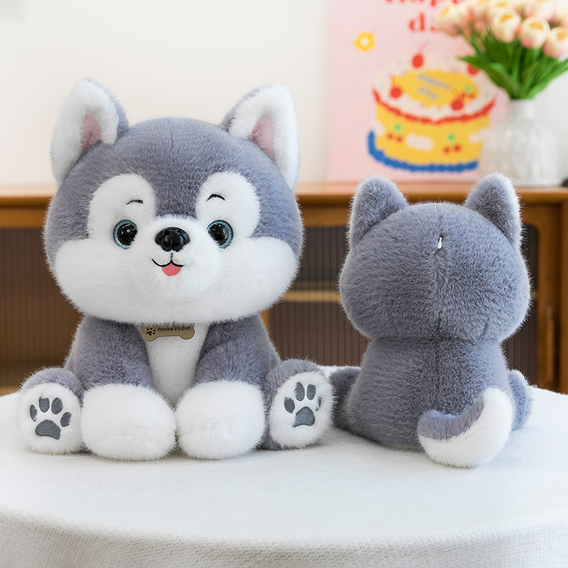Cross-border simulation dog husky plush toy doll, children's cute dog doll, cloth doll gift Specification drawing