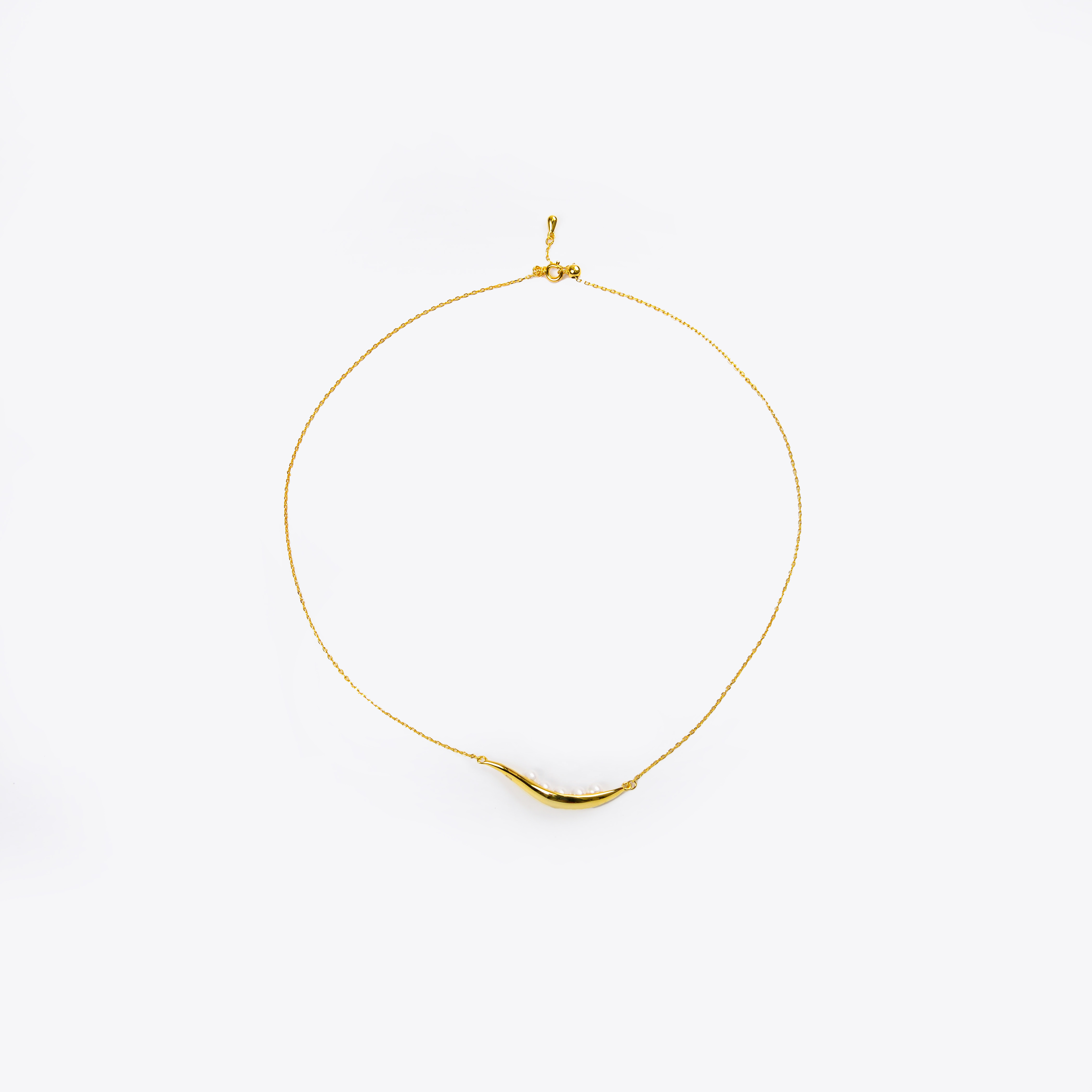 欧美INS半淡水珍珠半18K镀金珠球简约不锈钢首饰短项链流行饰品女