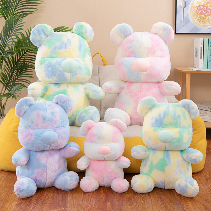 Cartoon violence, colorful bear plush toys, tie-dyed teddy bear dolls, children's birthday gifts, wholesale in the mall full figure