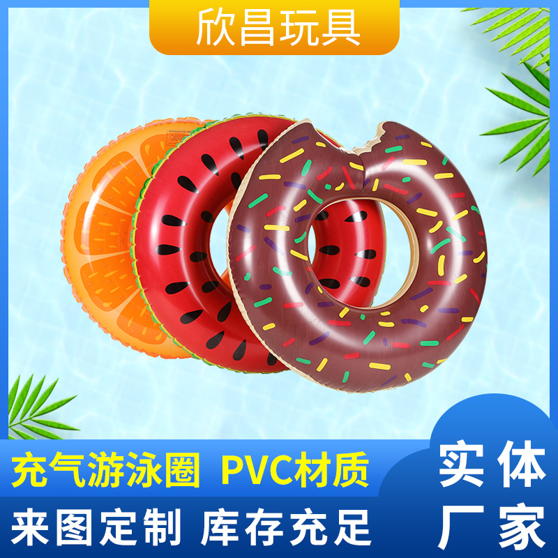 PVC inflatable swimming rings for the seaside, thickened float bars, water life buoys for children and adults, round swimming rings, factory wholesale full figure