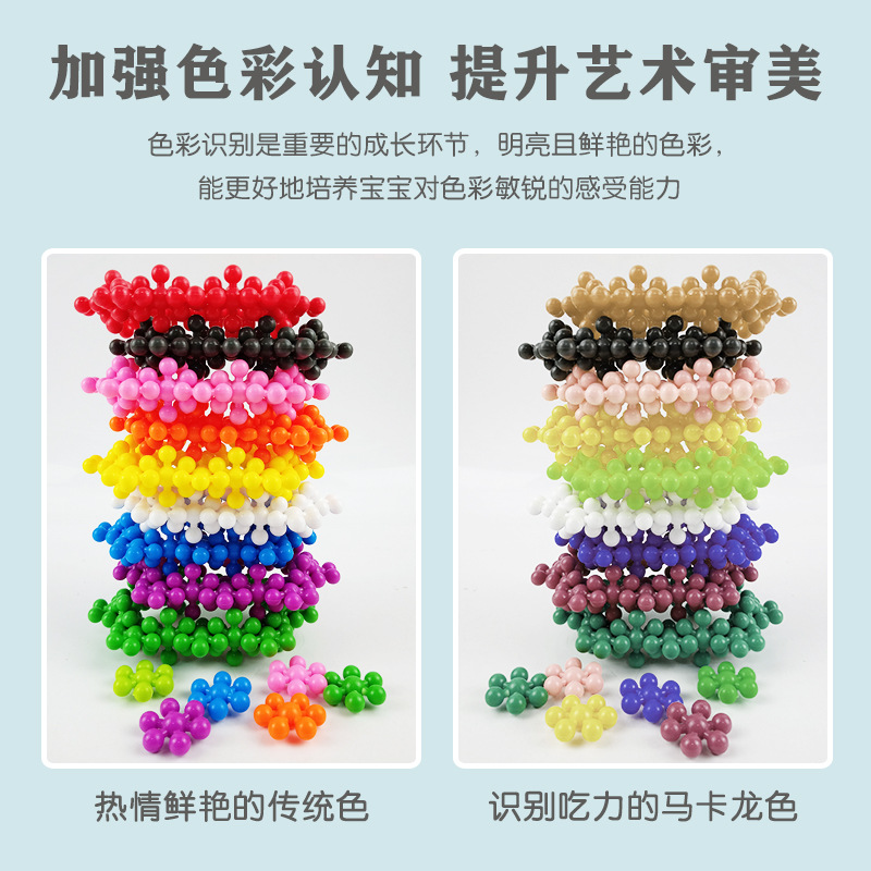 Cross-border 3D stereoscopic rotating plum blossom building blocks, children's fun assembly snowflake assembly, early education and intelligence toys Specification drawing