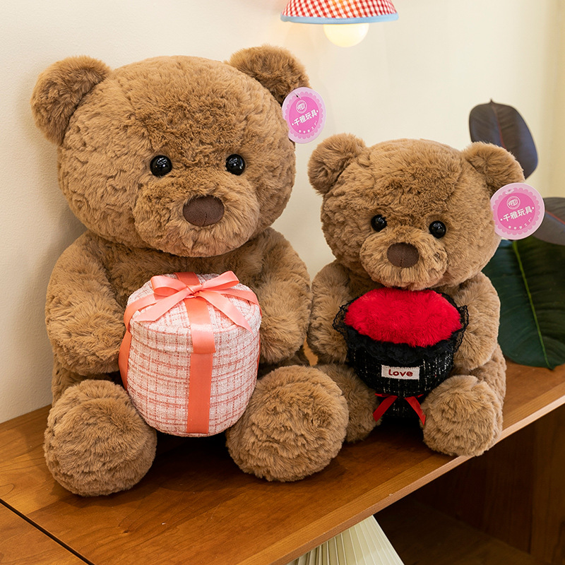 Valentine's Day rose cake, teddy bear, plush toy, little bear doll, bouquet doll as a birthday gift for your girlfriend full figure