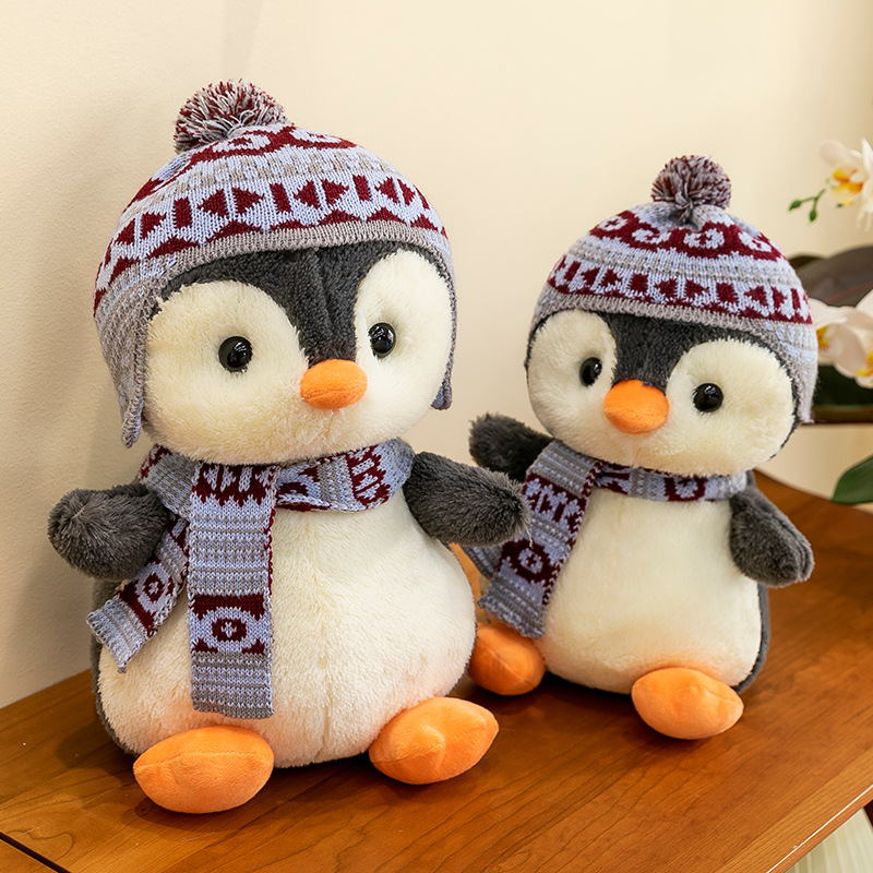 New winter hooded penguin plush toy cartoon penguin doll backpack as a gift for girls and children details Picture