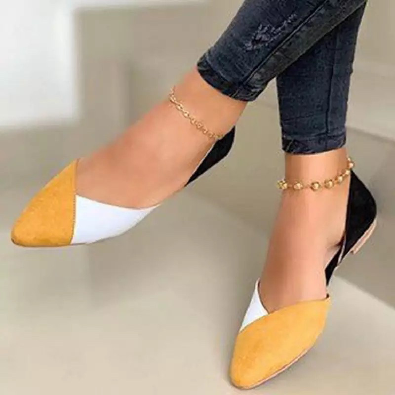 wish Foreign Trade Spring/Summer 2022 Flat, casual, color-blocked, light-cut single shoes 40-43 side open-toe single shoes for lazy people details Picture