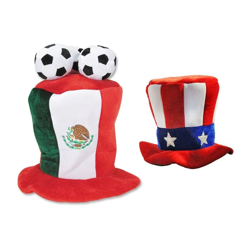 Chuangdong Flag 2026 World Cup fan Products: Velvet high hat, football-shaped flag hat, cheering props Item Picture